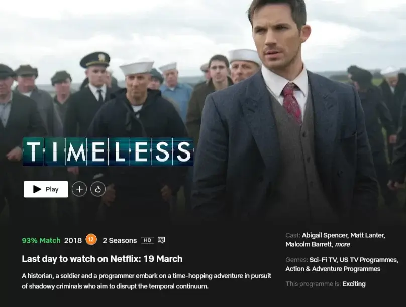 timeless leaving netflix with removal notice