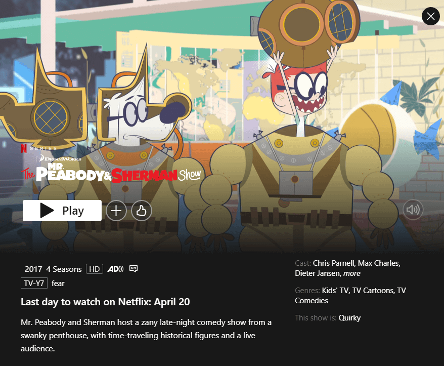 Mr peabody sherman expire netflix