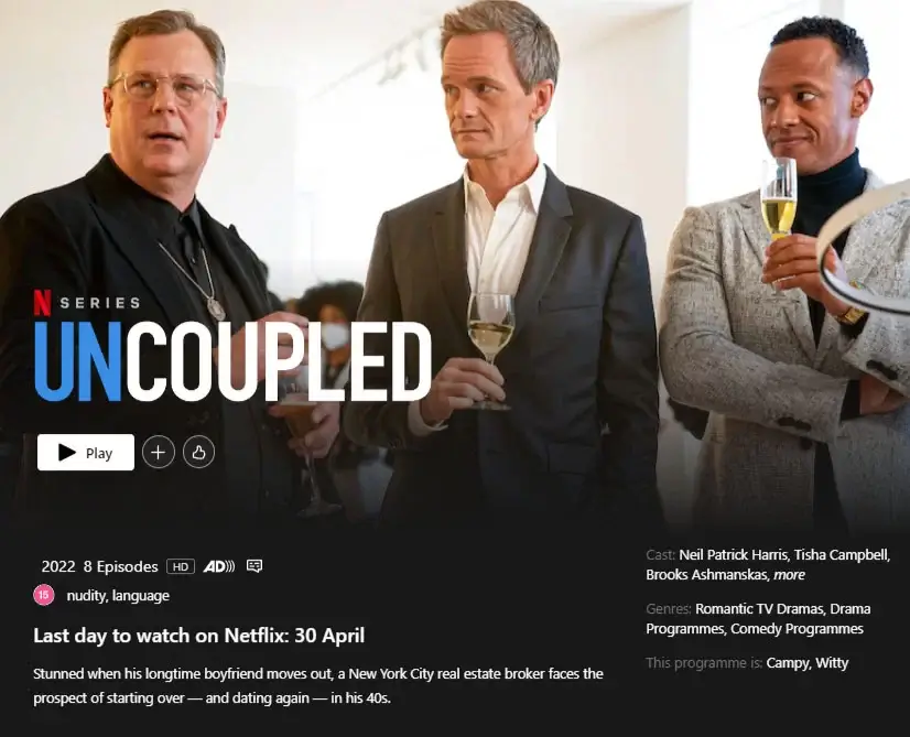 uncoupled removal date on netflix