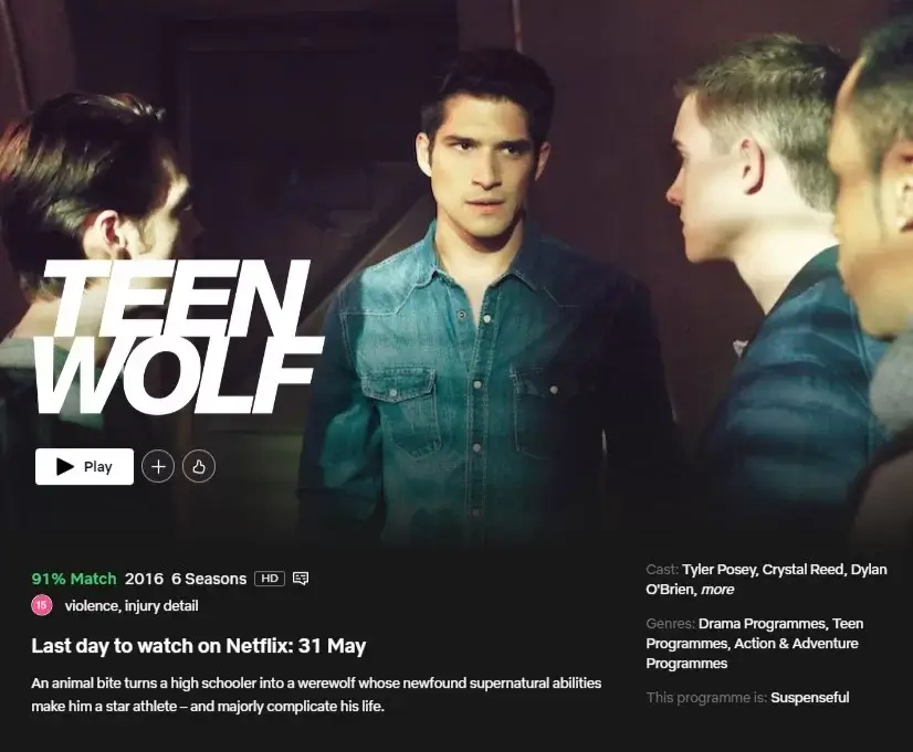 Powiadomienie o usunięciu Teen Wolf