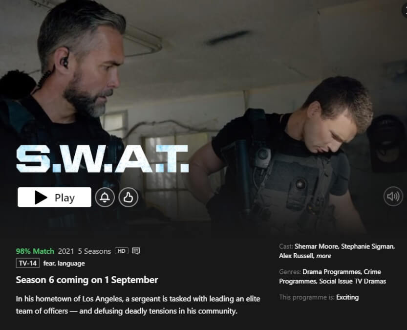 season 6 release date for swat netflix