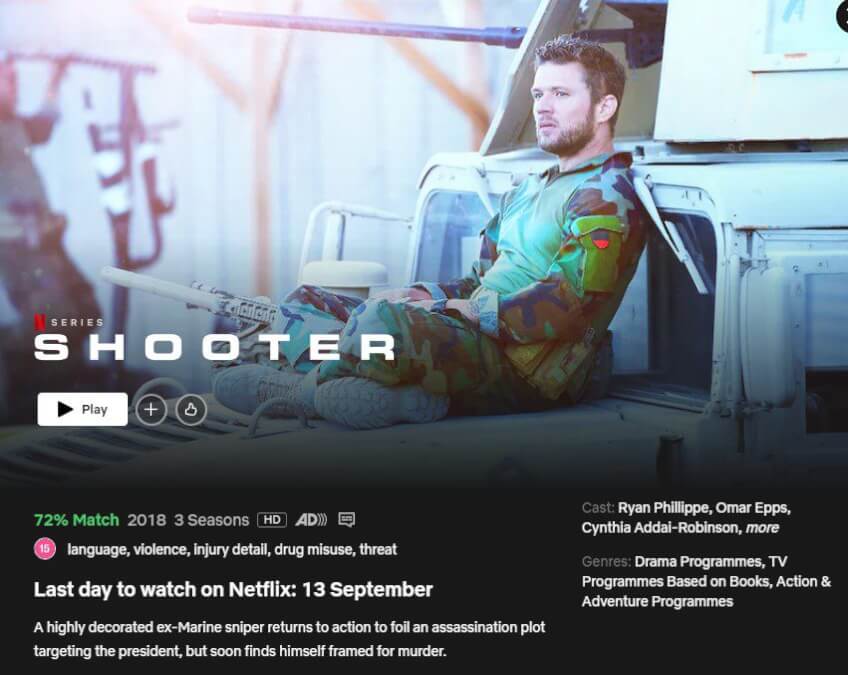 shooter removal date netflix internationally