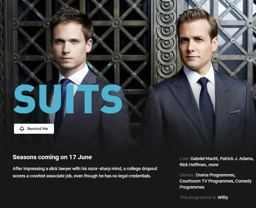 suits coming to netflix us