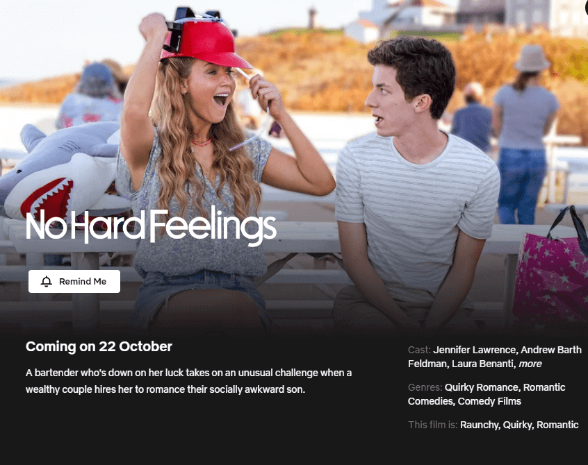 october 22 release date for no hard feelings