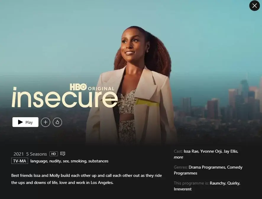 insecure in netflix us interface