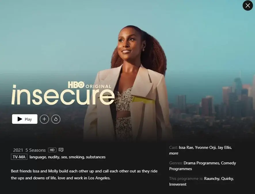 insecure on netflix us interface