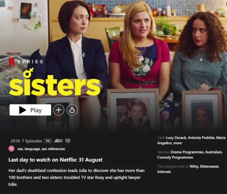 netflix original removal date for sisters series