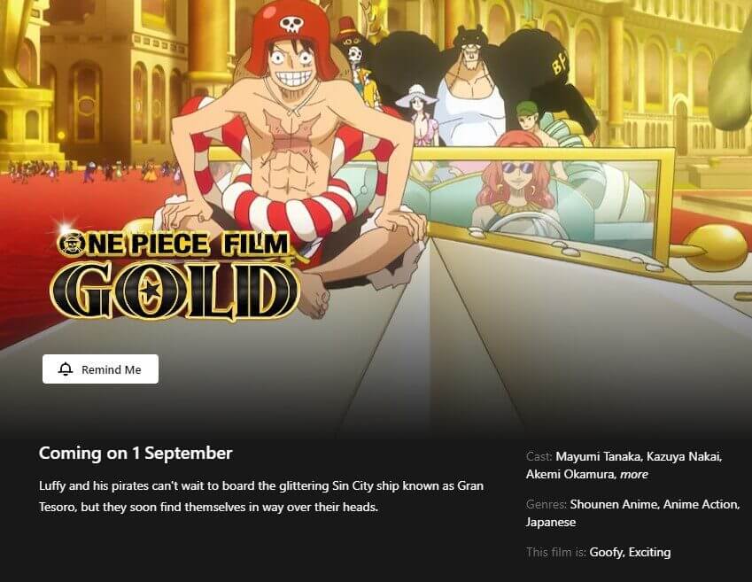One Piece Film Gold And Tv Specials Coming To Netflix In September Netflix App