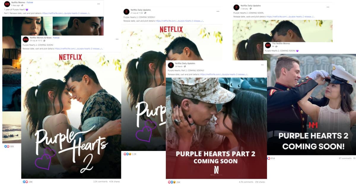 Purple Hearts Fake News Posts Facebook