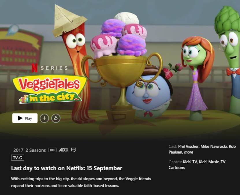 Veggietales In The City Netflix Removal Date