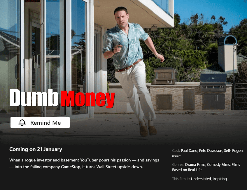 Dumb Money Netflix Release Date In App