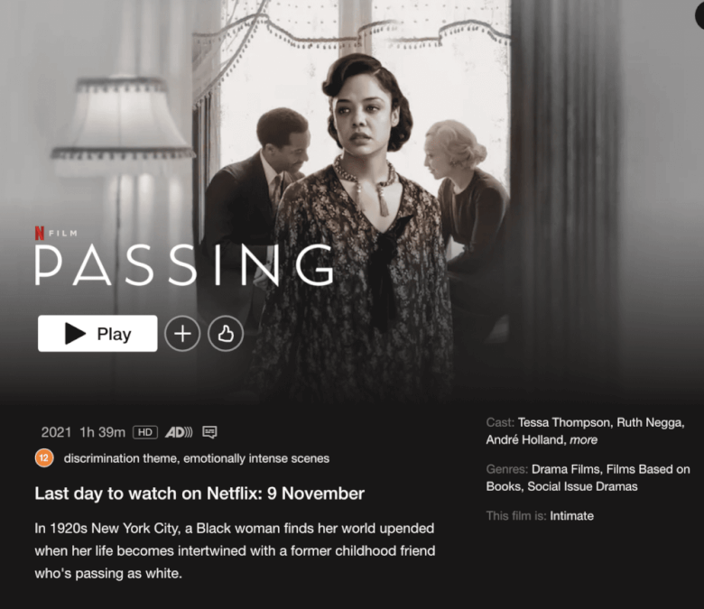 removal date on netflix uk for passing