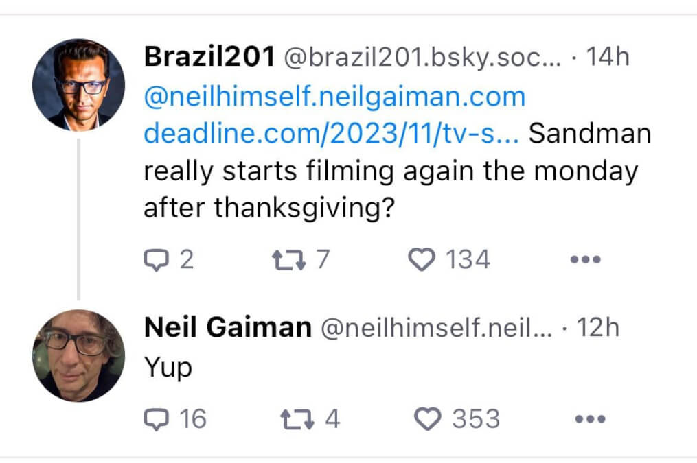 neil gaimain confirms filming date