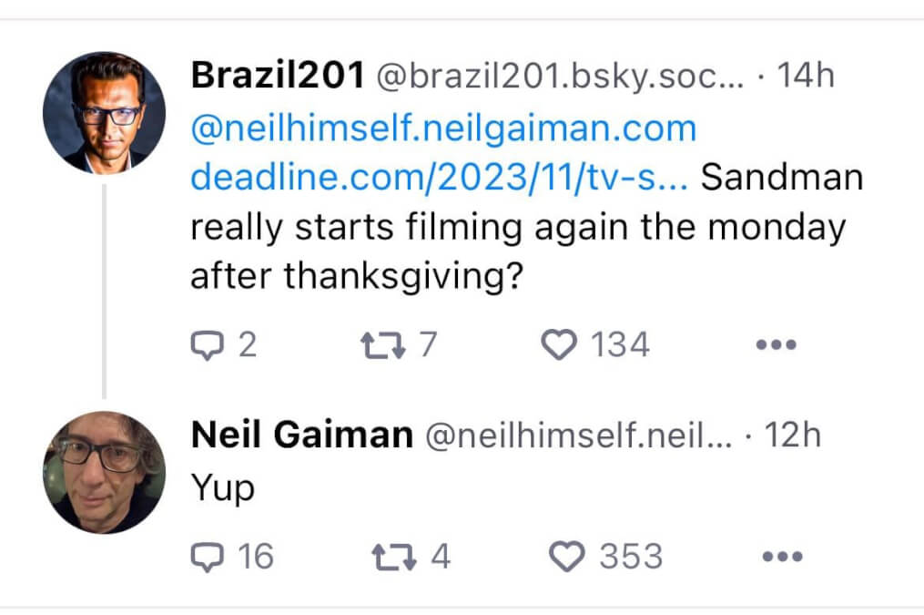Neil Gaimain Confirms Filming Date