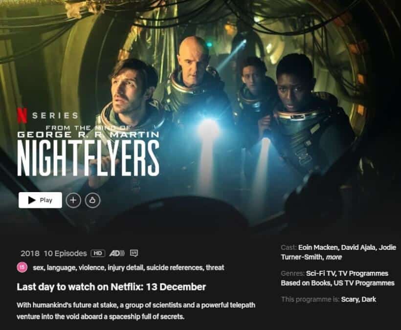 nightflyers leaving netflix on app