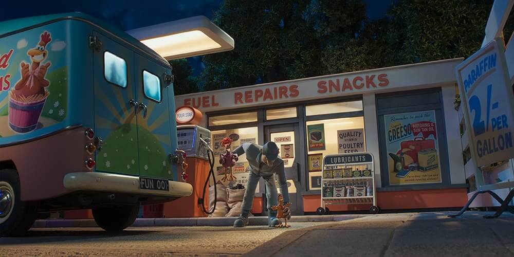 petrol station for chicken run 2 netflix