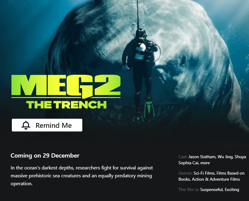 meg 2 the trench netflix release date on page