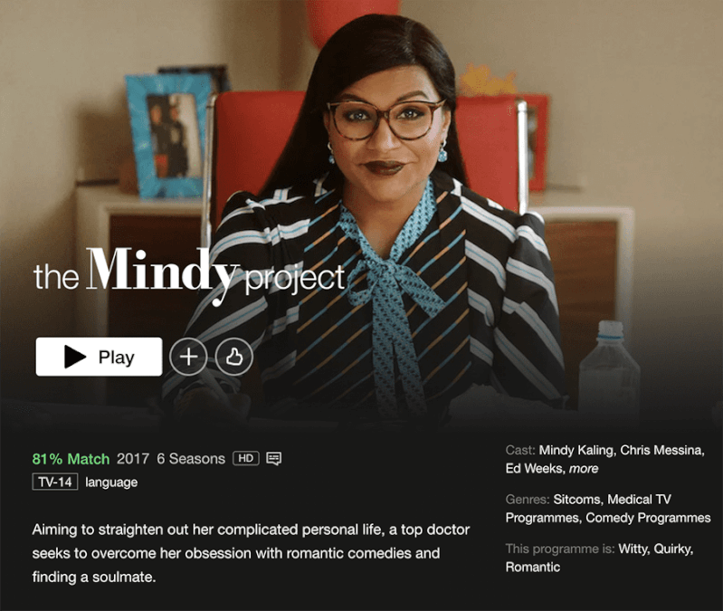 Netflix Page For The Mindy Project