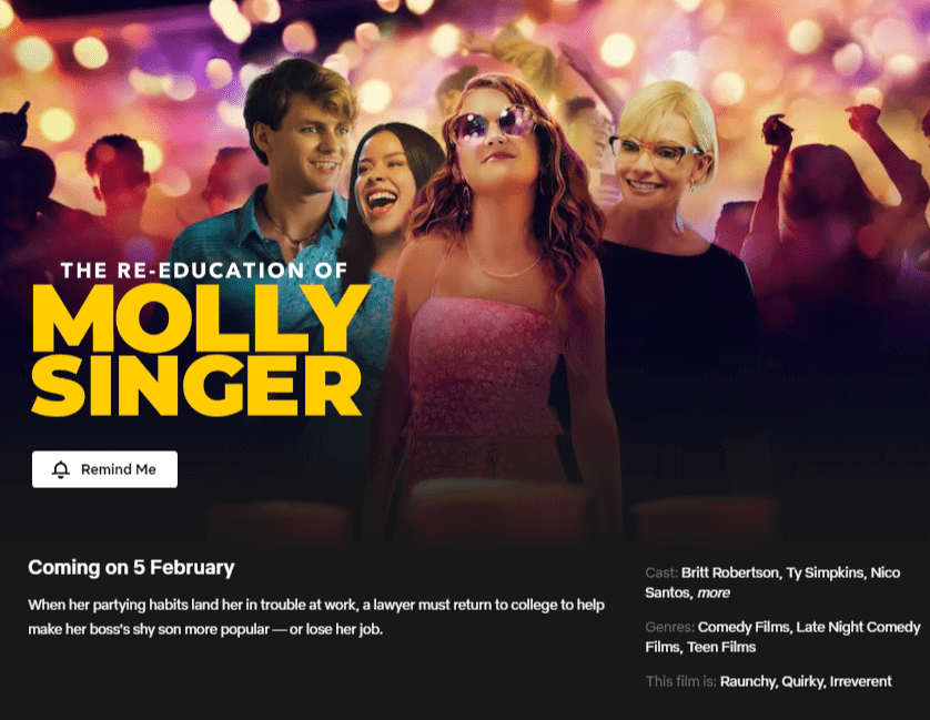 Netflix App With Release Date For The Reeducation Of Molly Singer