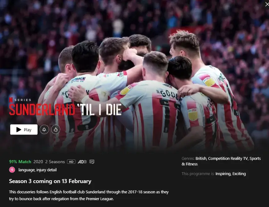 Sunderland Til I Die Third And Final Season Coming To Netflix In February App