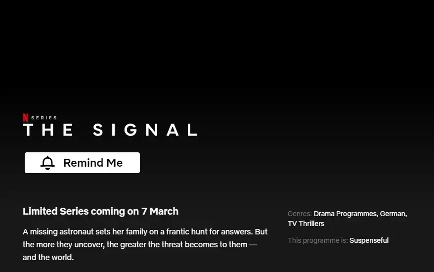 Erscheinungsdatum der Netflix Signal-Anwendung 1