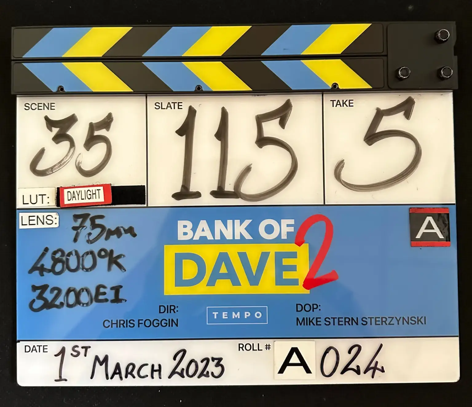 Bank Of Dave Production Clapper Board Scaled Bank Of Dave Production Clapper Board Scaled