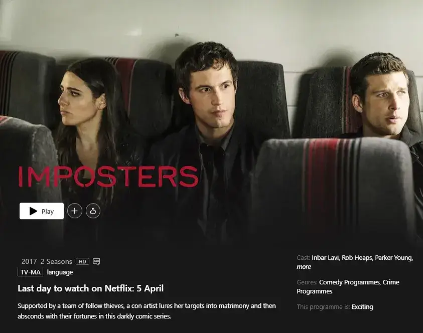 Imposters Removal Date Showing In Netflix