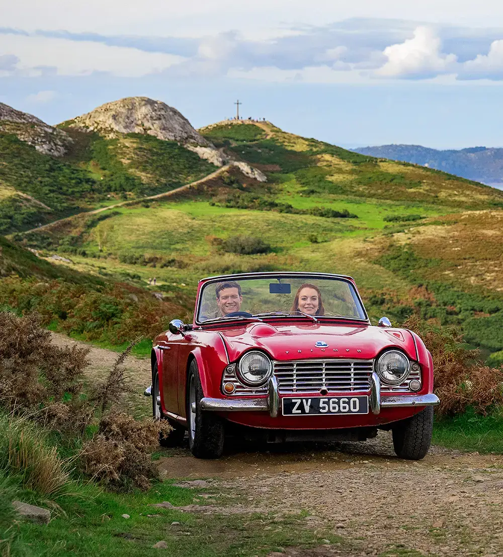 Lindsay Lohan And Ed Speelers In Red Car In Irish Wish