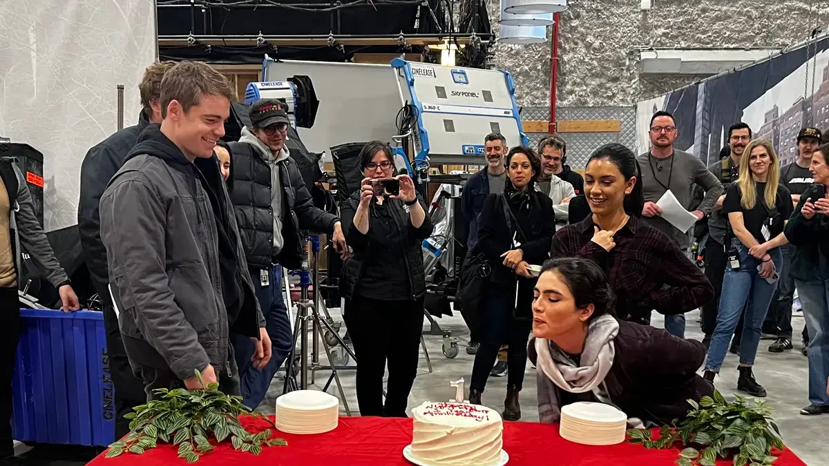 The Night Agent On Set Celebrating First Birthday