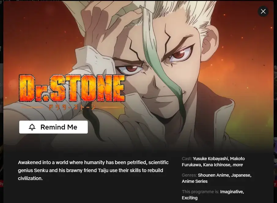 Dr Stone Netflix May 2024