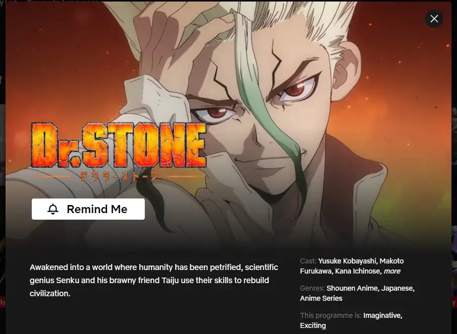 Dr Stone Netflix May