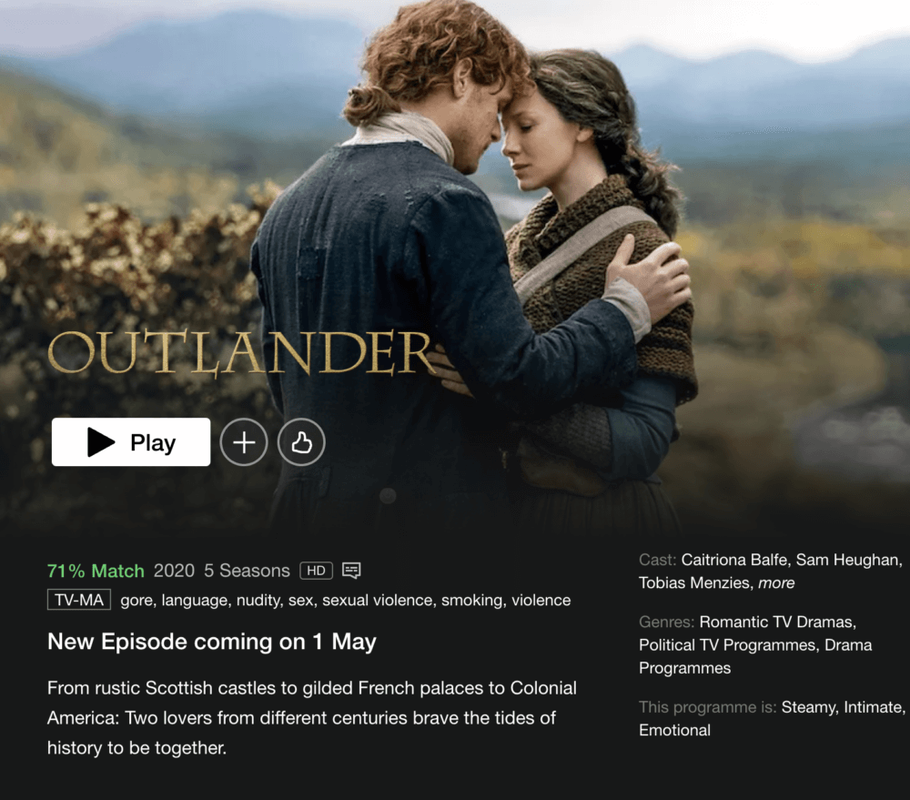 Outlander New Episodes Notice Netflix