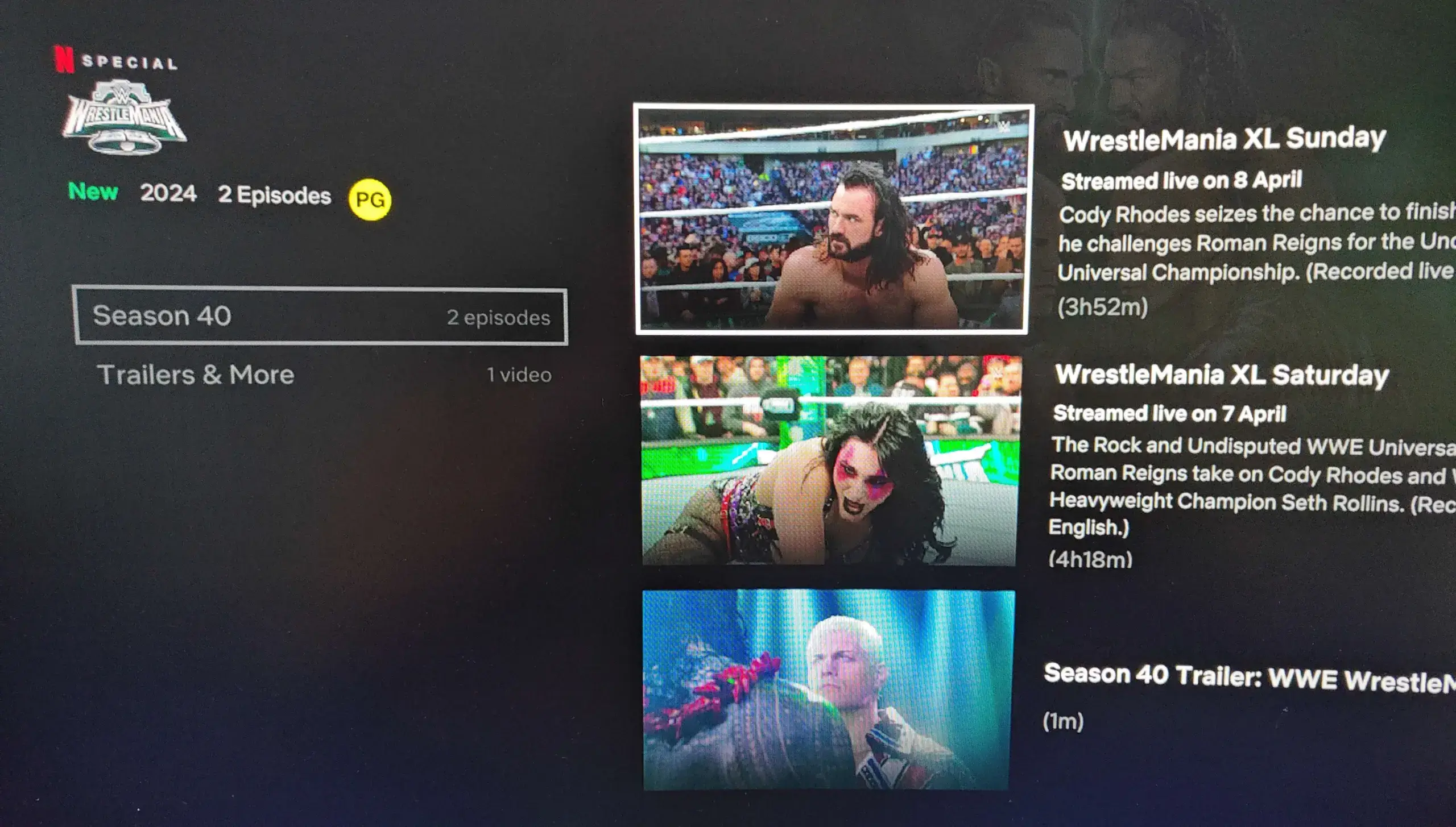 Wrestlemania Episodes In Netflix App