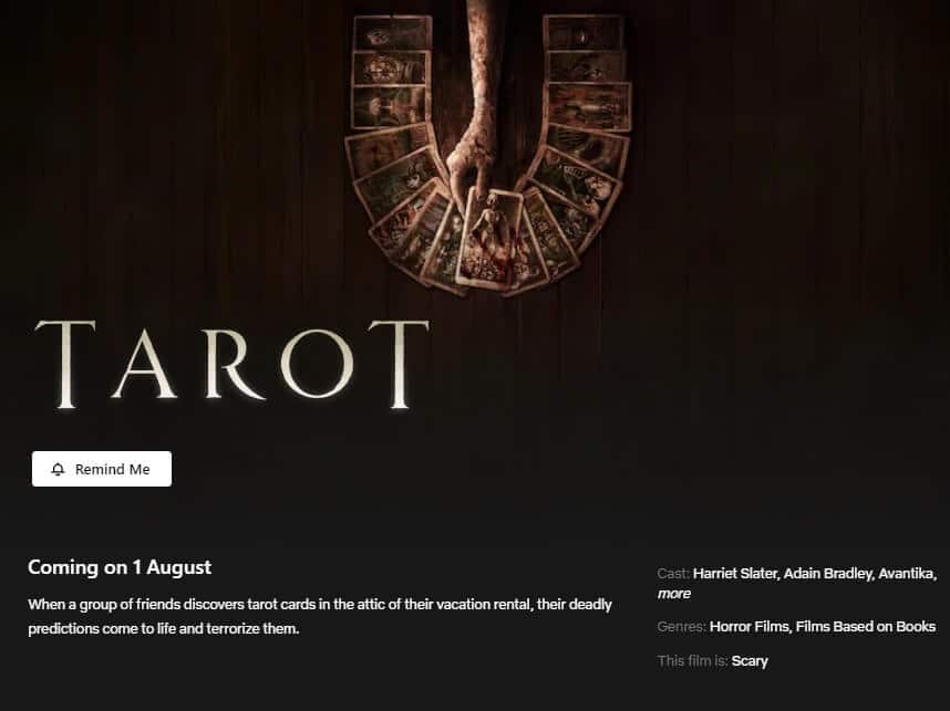 Release Date For Tarot On Netflix
