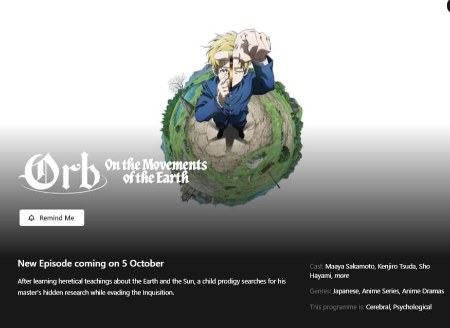 Orb On The Movements Of The Earth Coming To Netflix Weekly October