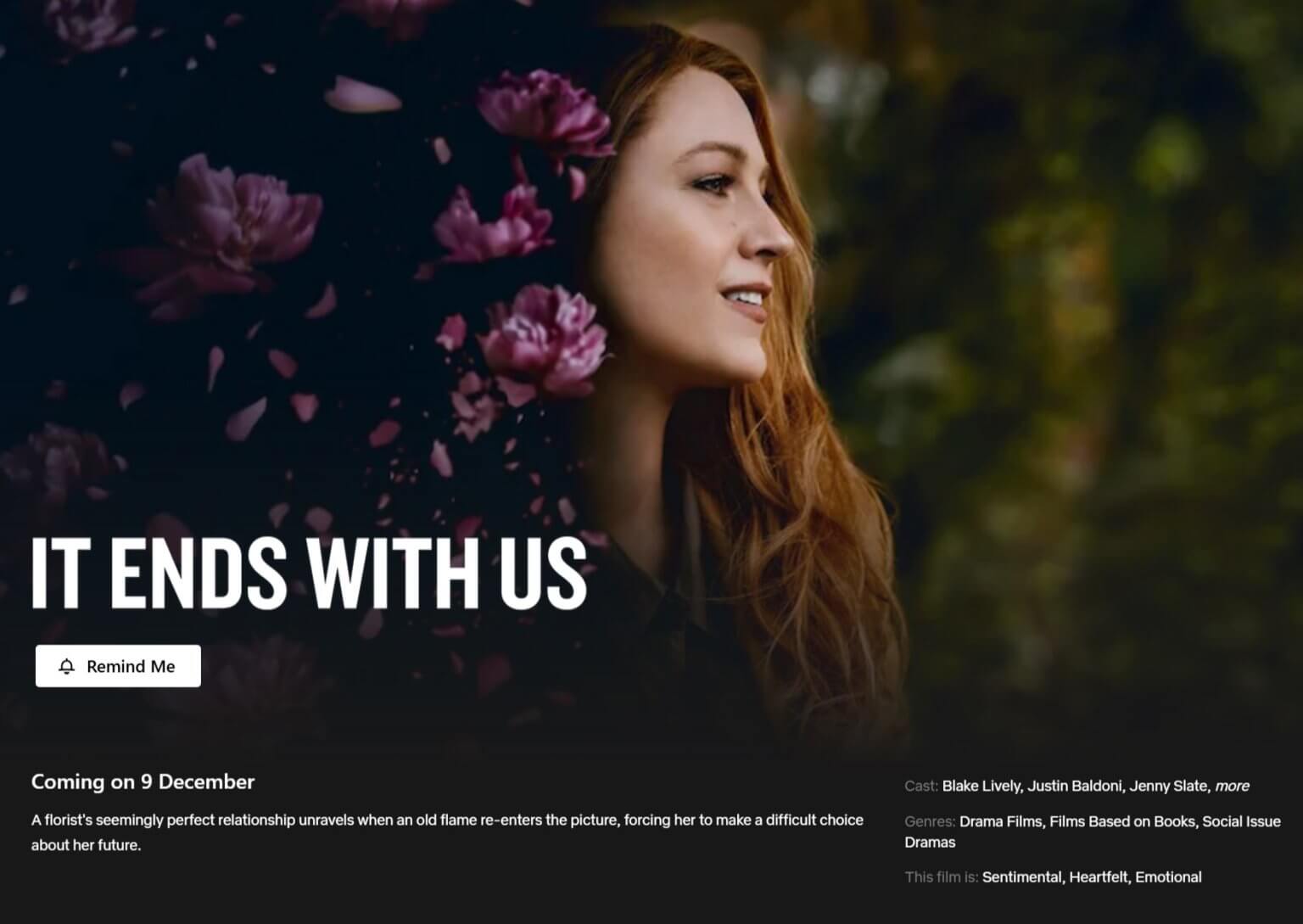 'It Ends With Us' Starring Blake Lively Confirms Netflix Release in the US What's on Netflix