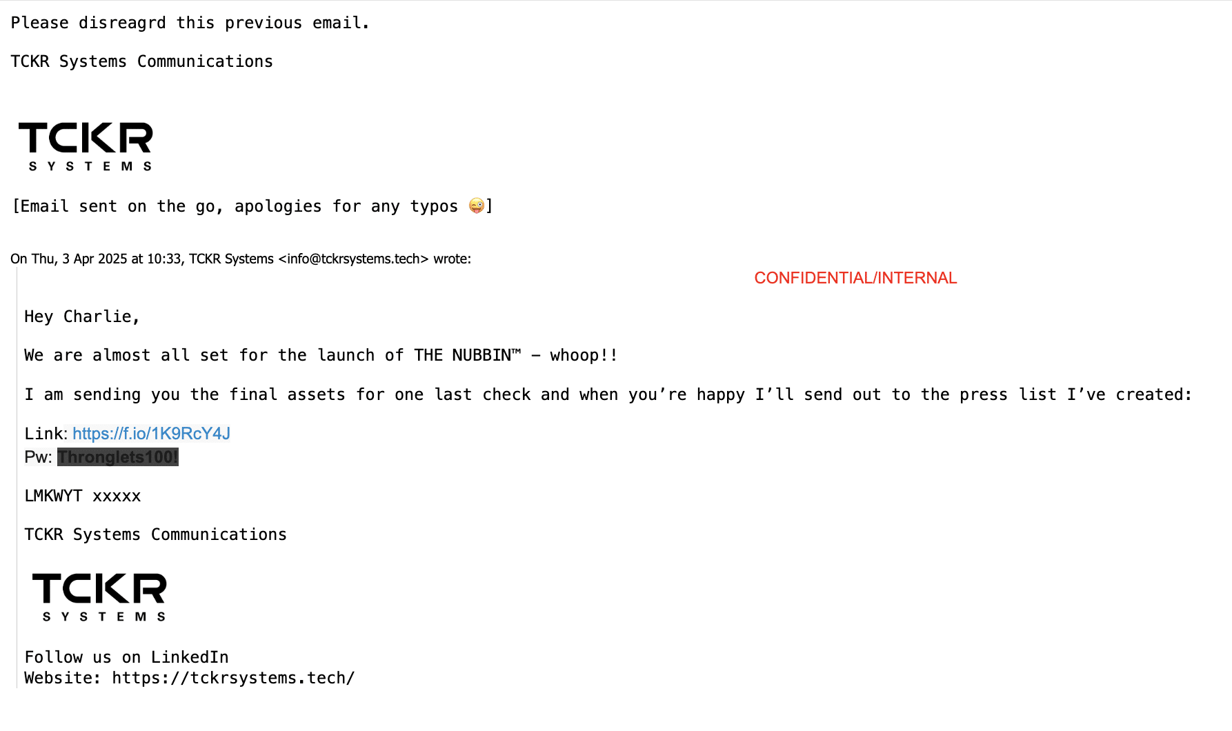 Email From Tickr Systems