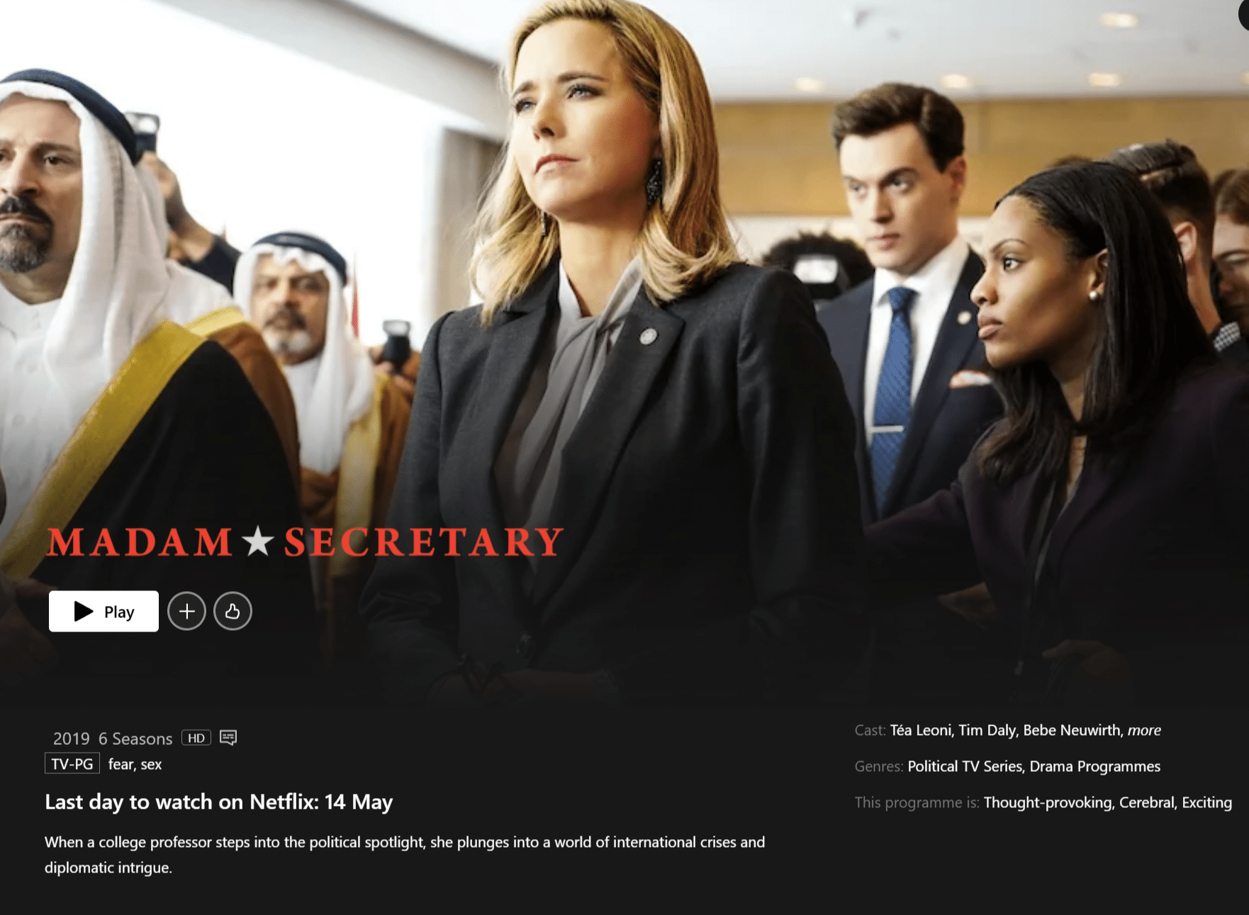 Removal Date For Madam Secretary