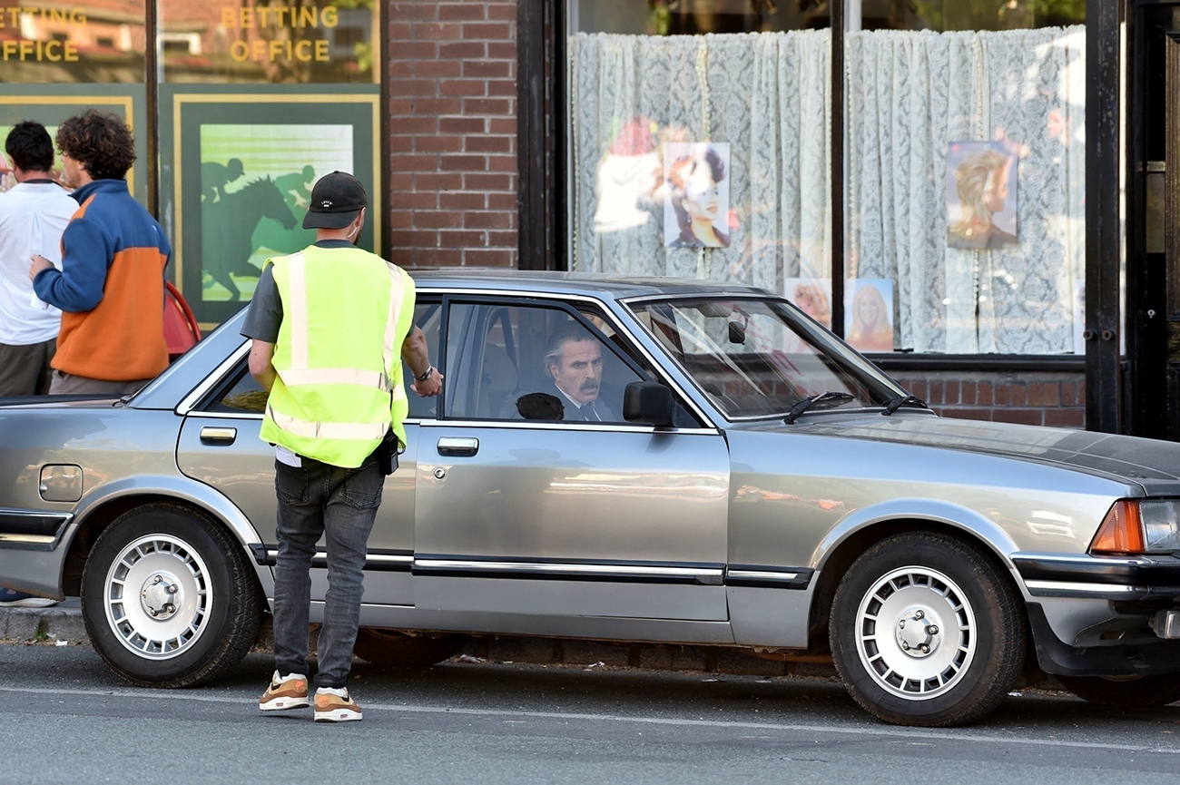 Con O'neill Filming In Silver Bmw On Set Of Legends