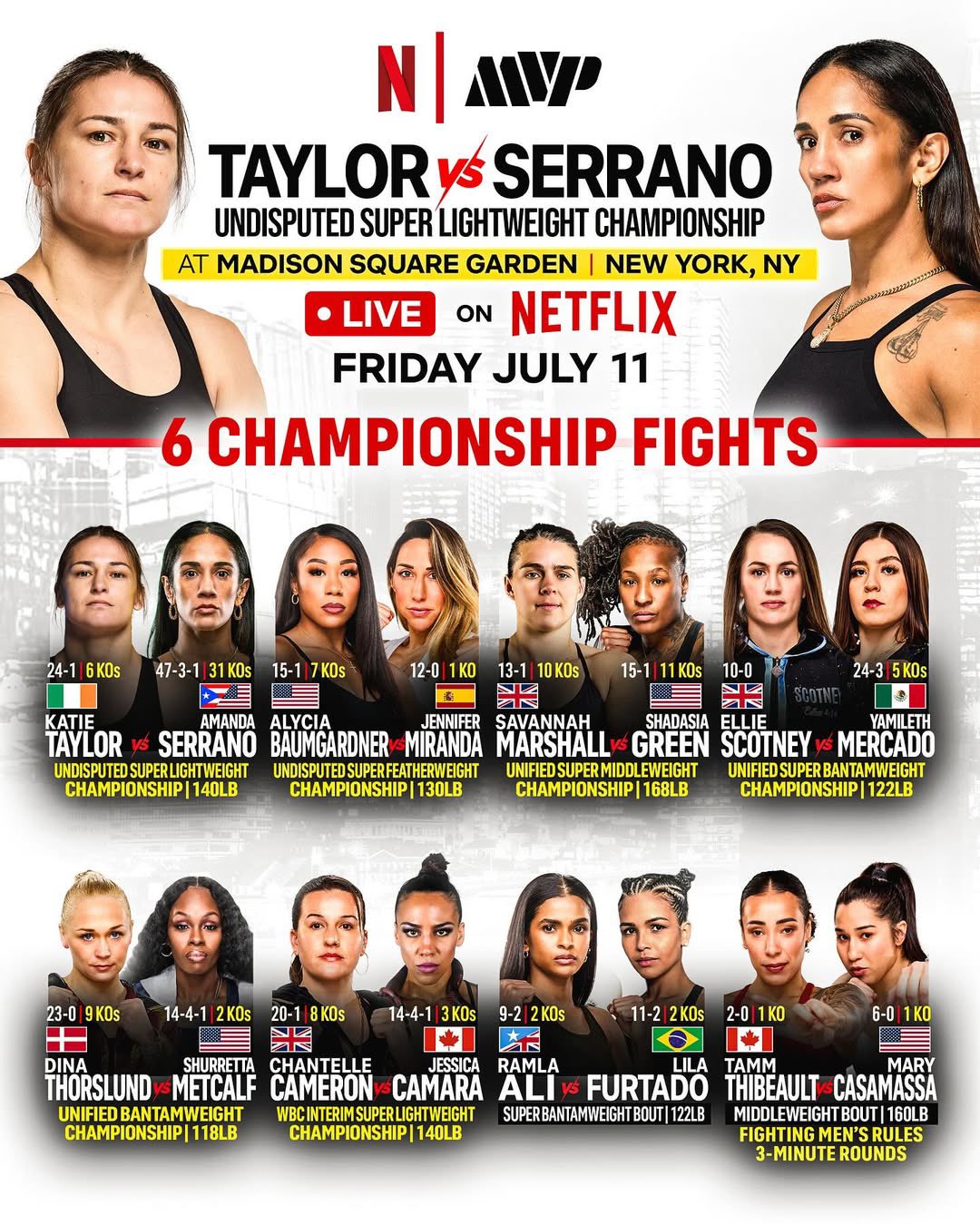 Taylor Vs Serrano Full Card Details Revealed