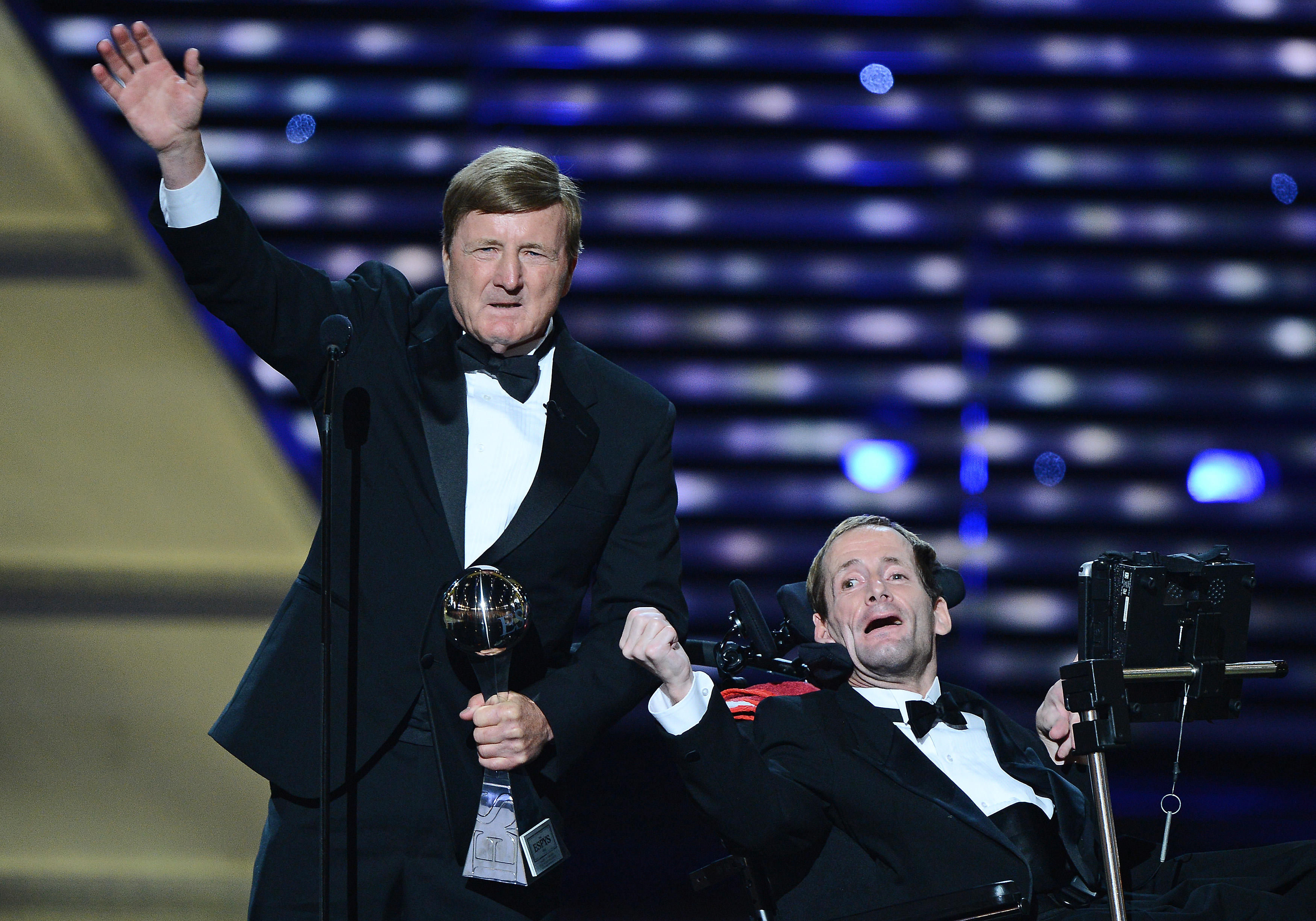 Team Hoyt Comprised Of Father And Son Dick And Rick Hoyt Win The Jimmy V Perseverance Award At The 2013 Espy Awards Show At The Nokia Theatre L.a. Live In Los Angeles On July 17, 2013. The 20Th Annual Espy's Honor The Best In Sports In The Past Year.
