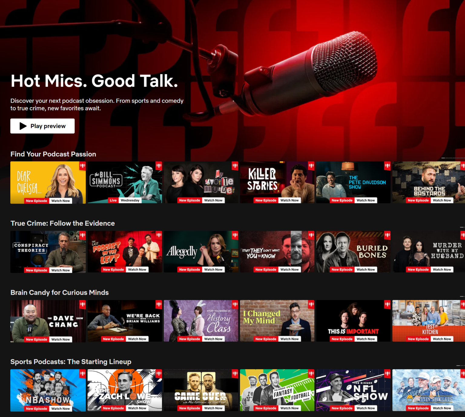 Netflix Podcasts List